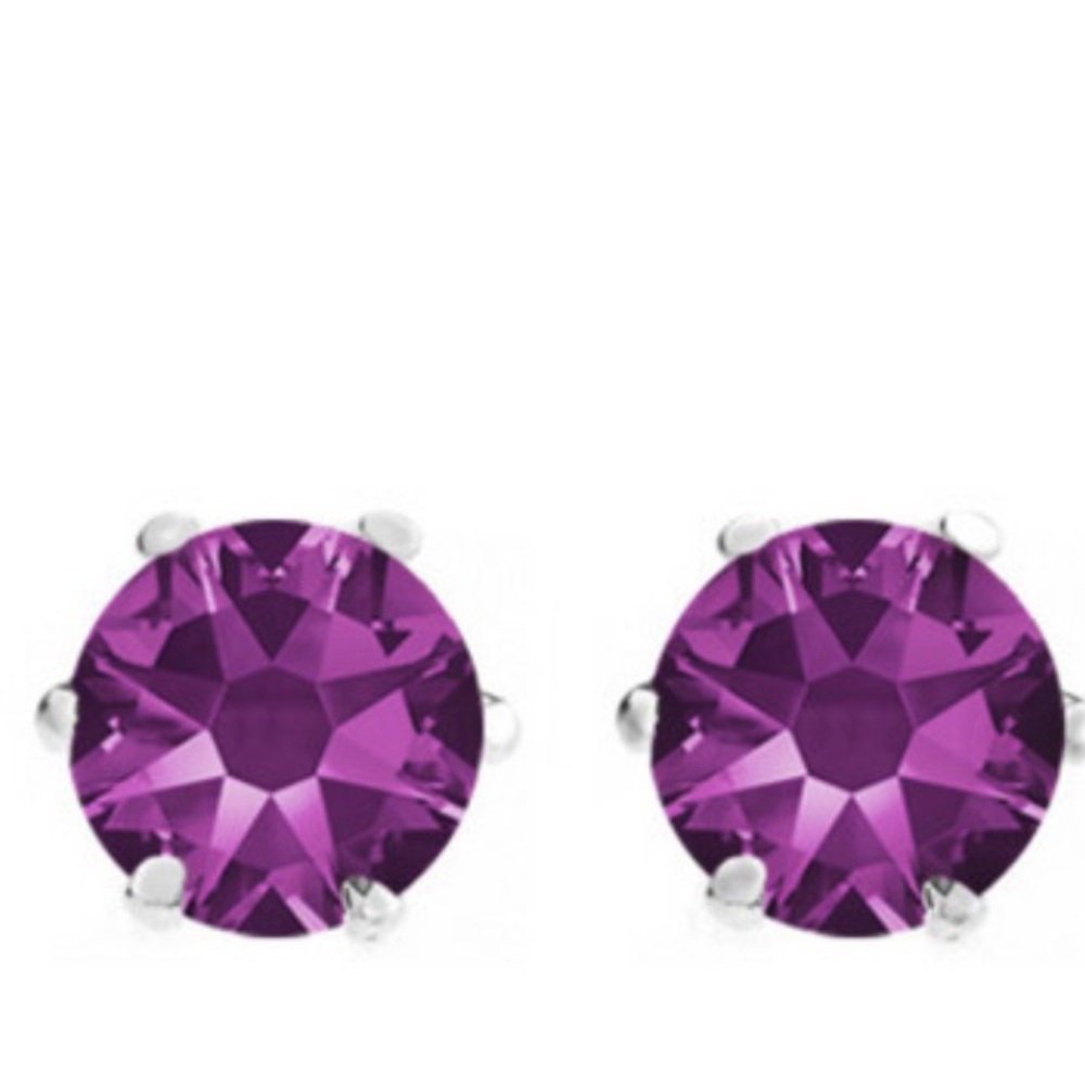 Swarovski Crystal element amethyst or sapphire stud earrings birthstone